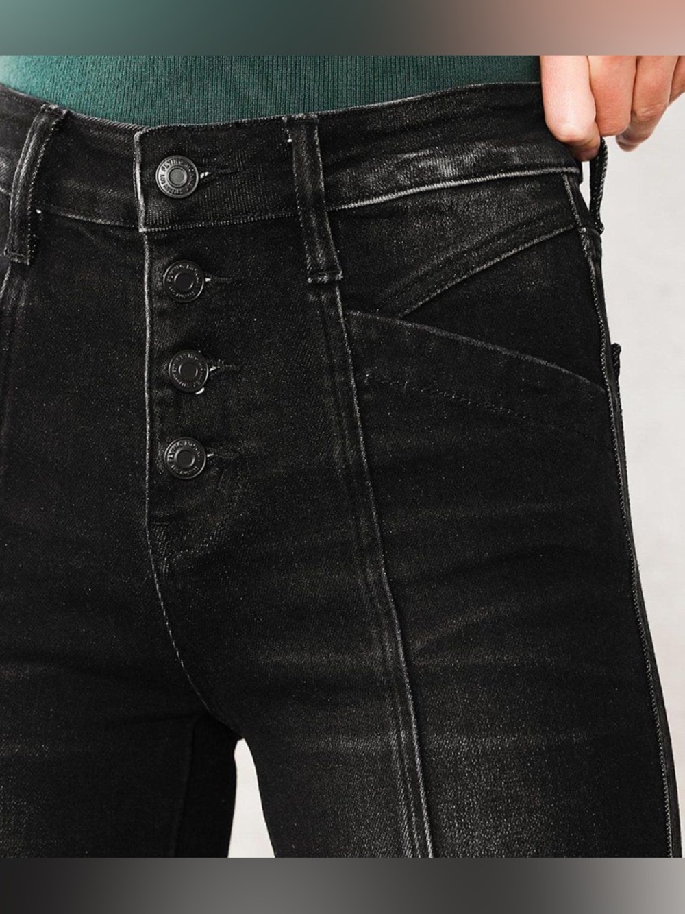 Flying Monkey High Rise Super Flare Stretchy Jeans Size 29 - Picture 5 of 13